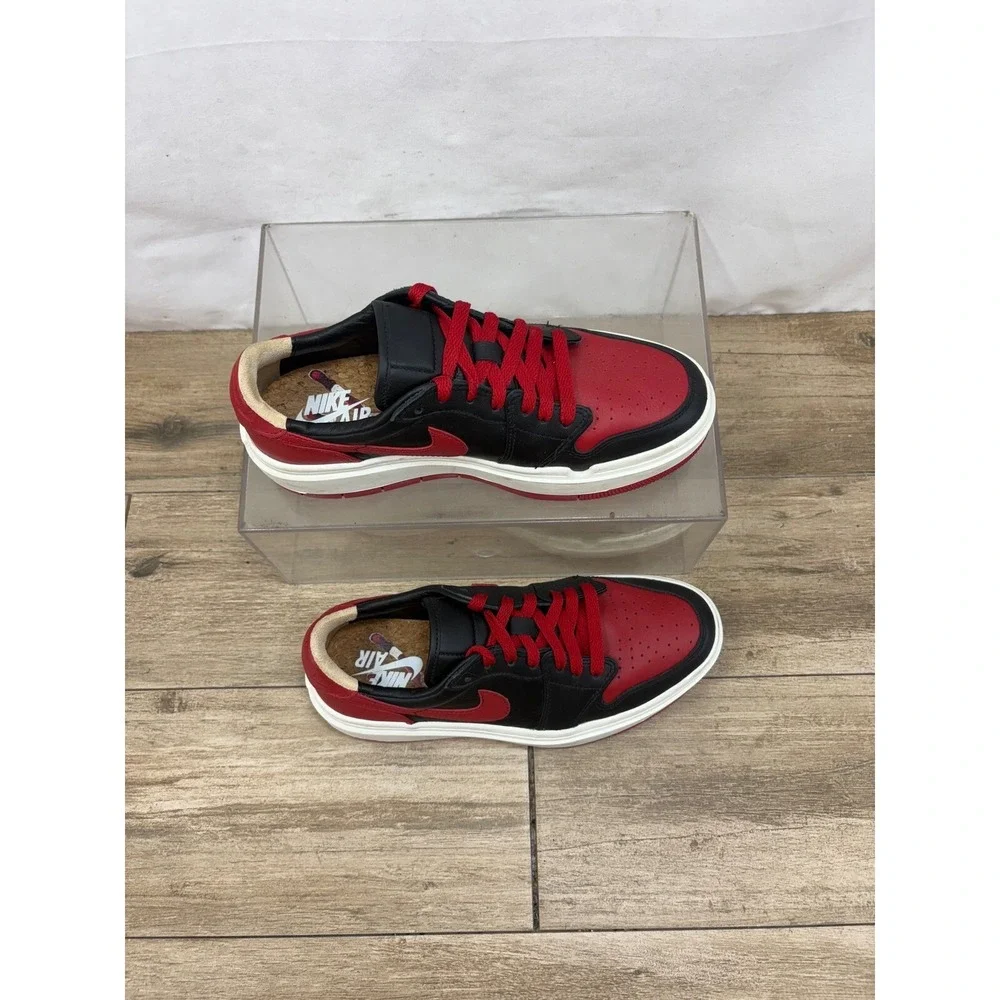 Air Jordan 1 Elevate Low Platform Sneakers Red Black Leather Shoes Size